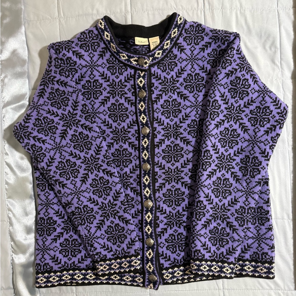 L. L. Bean XL Women's Purple and Black Sweater